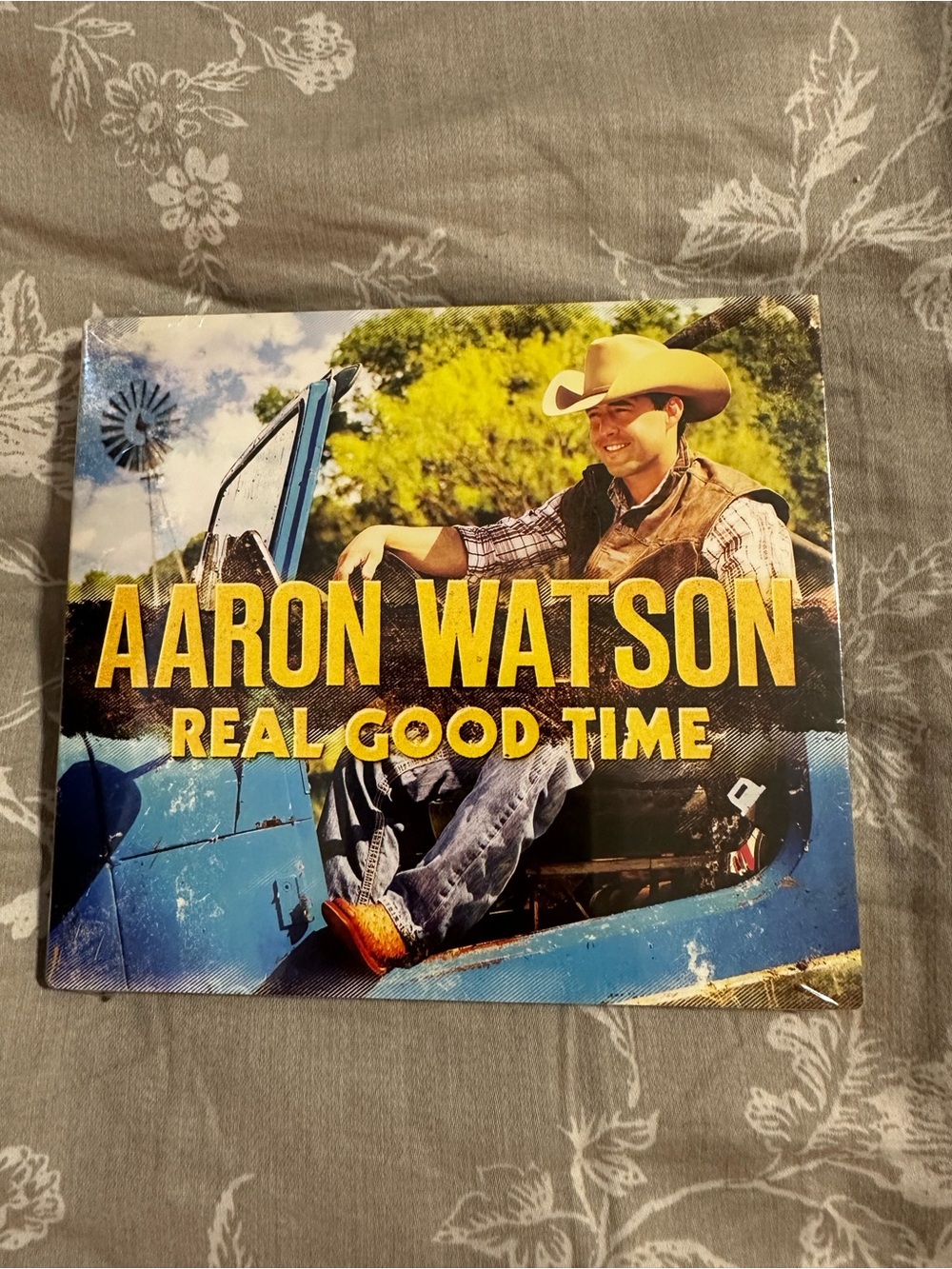 Aaron Watson CD Real Good Time Album Cover Art Print - Blue/Yellow